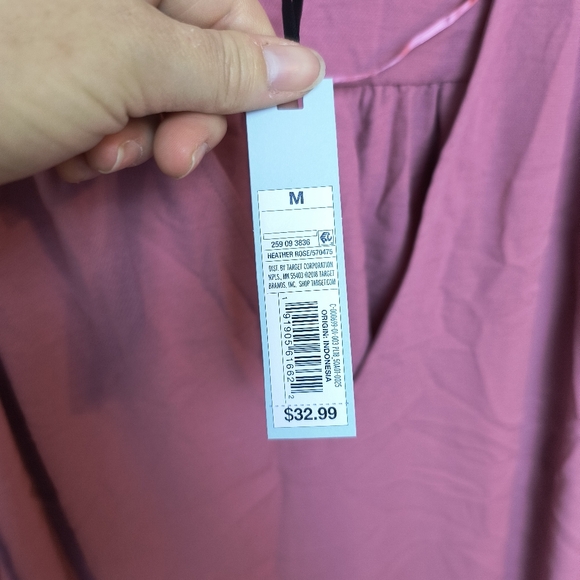 Women's Balloon Long Sleeve Dress - Prologue Sz M Cottagecore Dusty Rose Pink - Picture 5 of 10